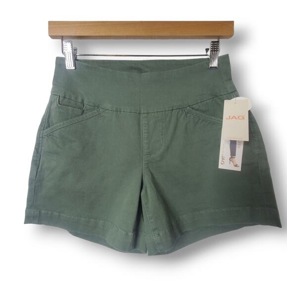 JAG Women's Ainsley Shorts Size 0 Jungle Palm Green Cotton Casual Chino Casual - Picture 2 of 8